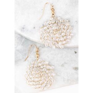 White crystal bead earrings